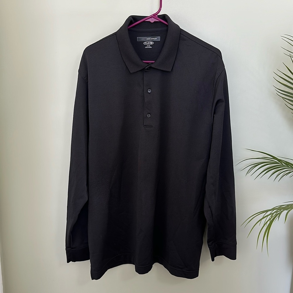 Greg Norman, XL , LONG SLEEVE PIQUE SHARK POLO